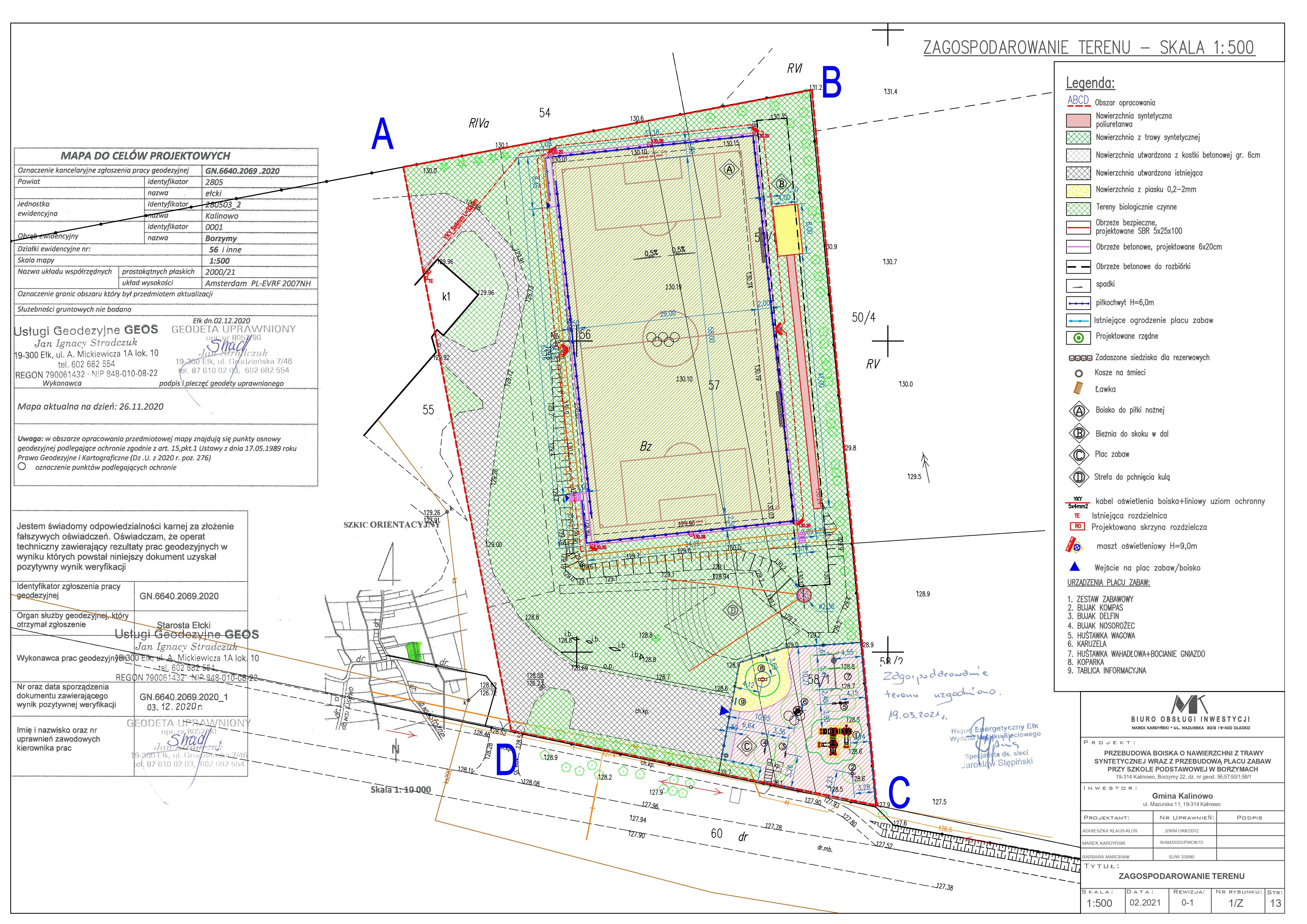 plan zagospodarowania boiska