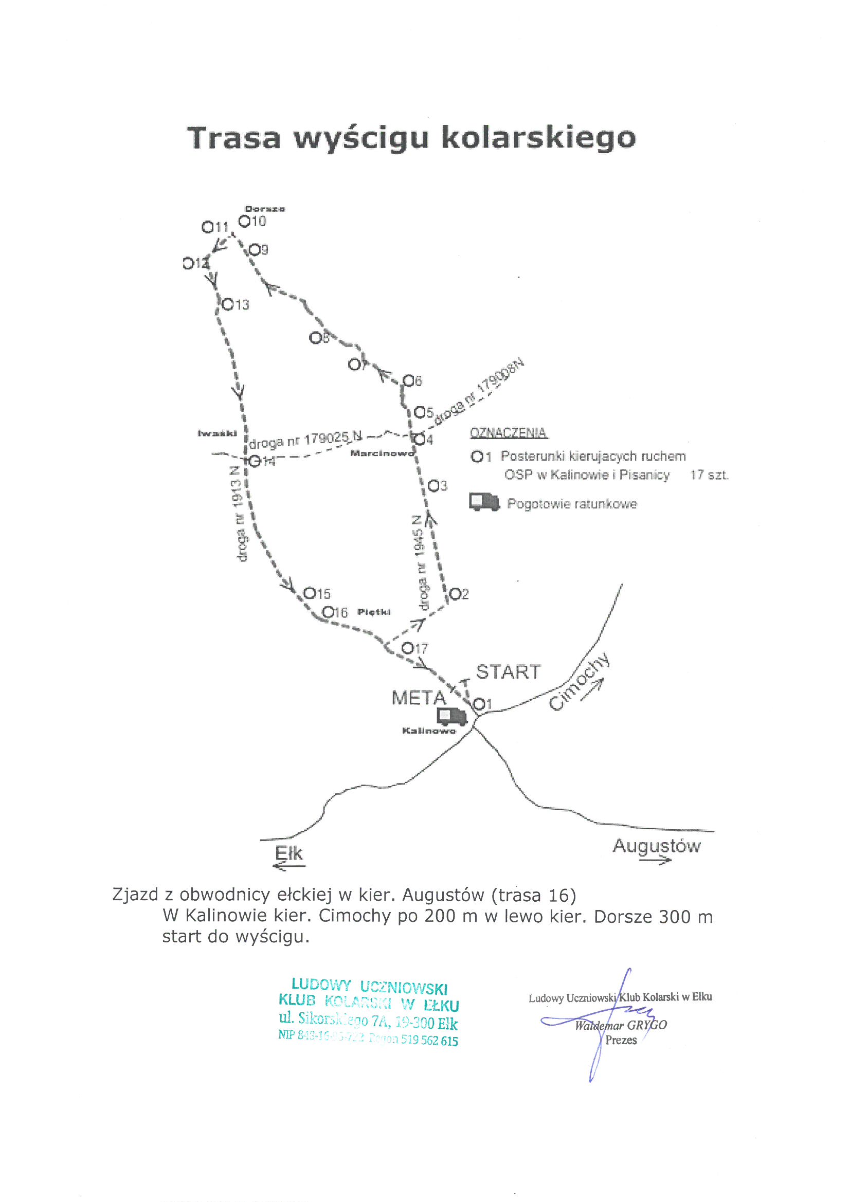 mapa wyścigu kolarskiego