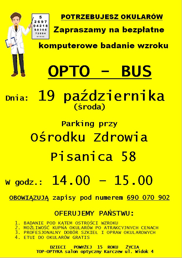 bezpłatne badanie wzroku Pisanica