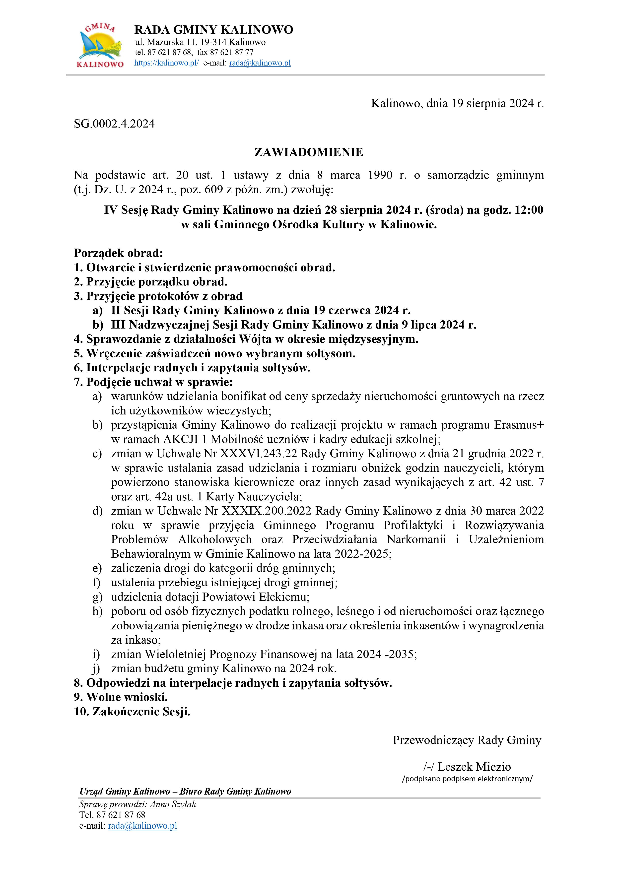 zawiadomienie IV Sesja RG