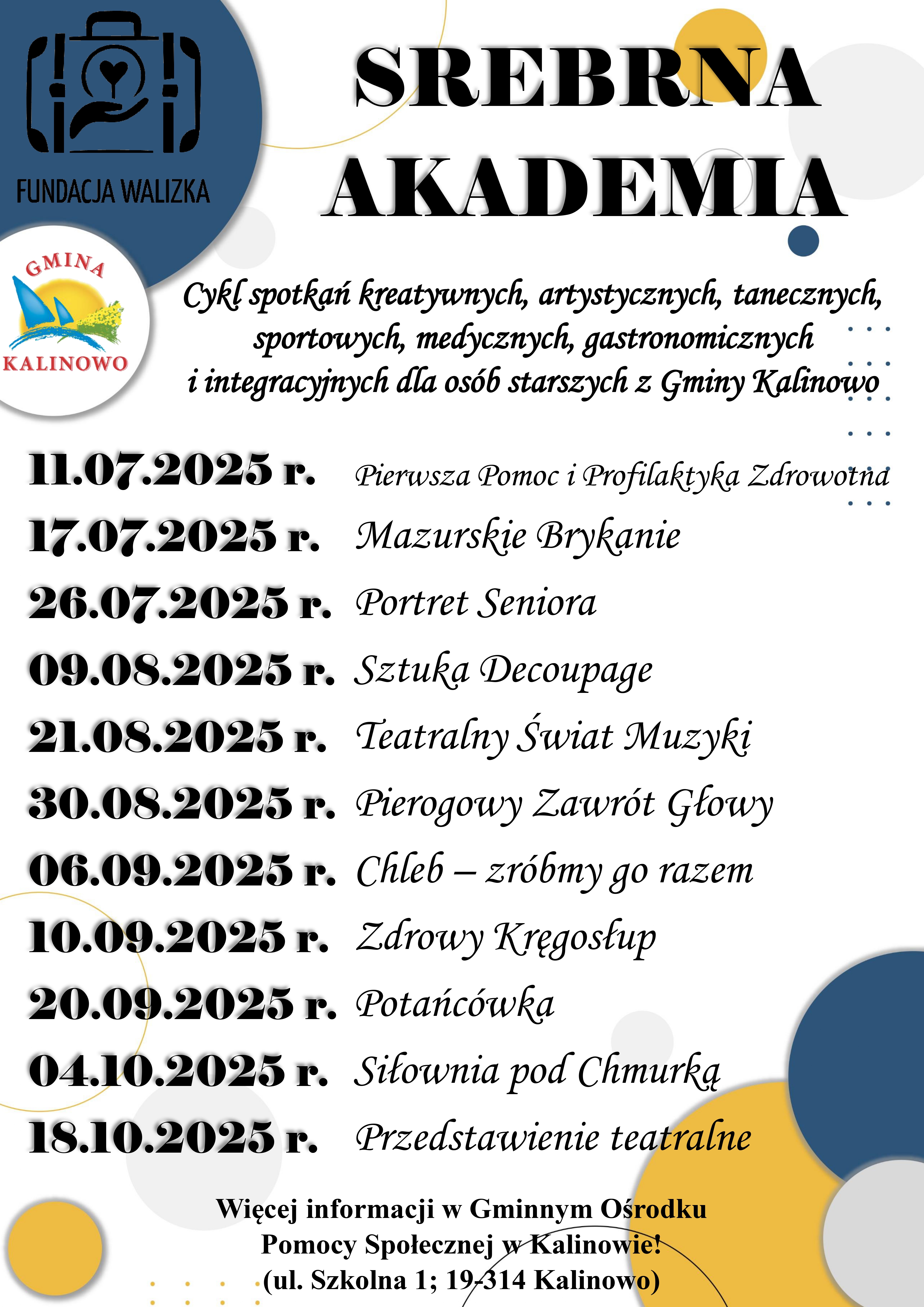 plakat dot. spotkań dla senior&oacute;w