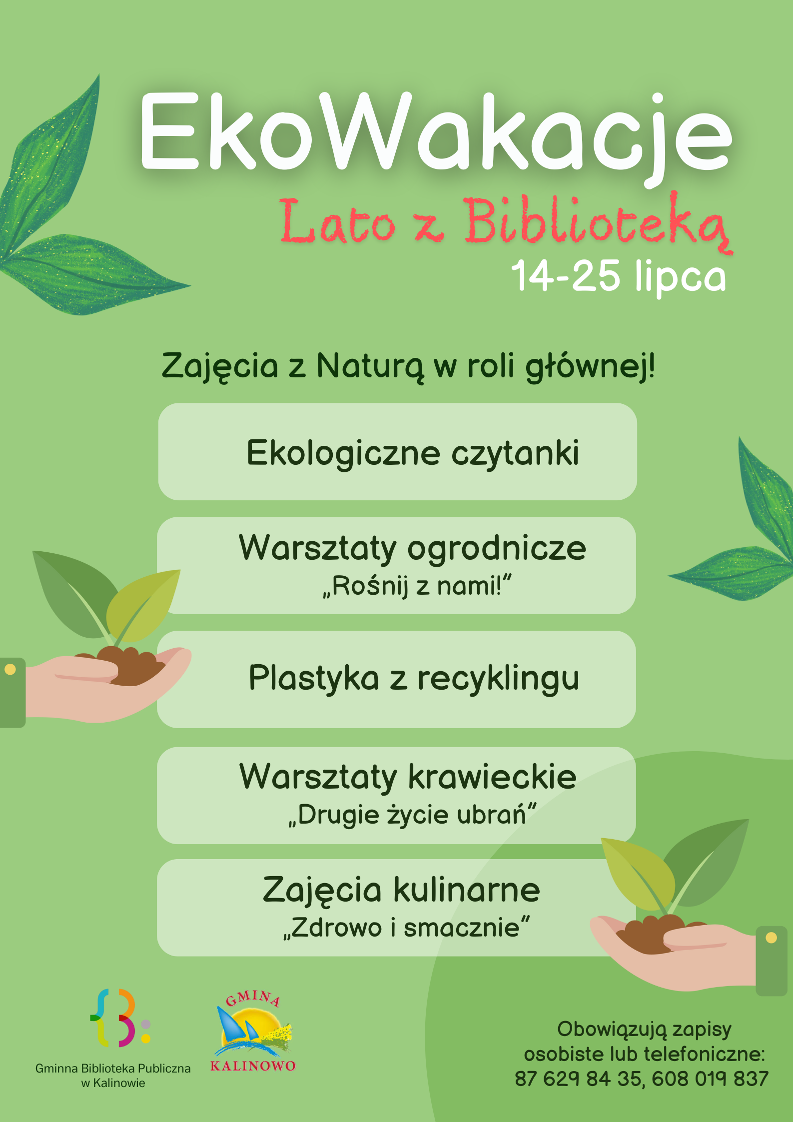plakat - eko wakacje z biblioteką w Kalinowie