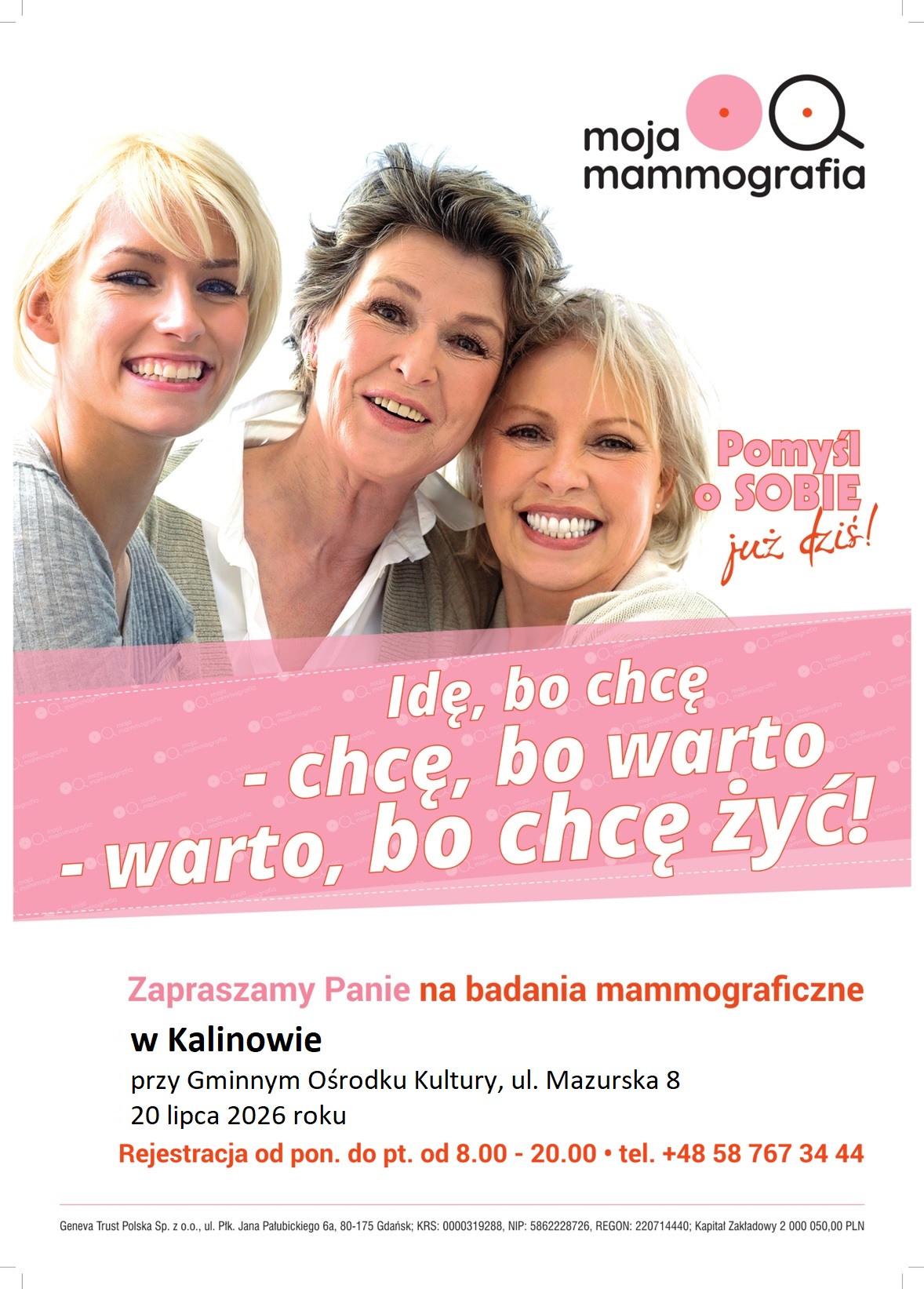 plakat dot. badania mammograficznego