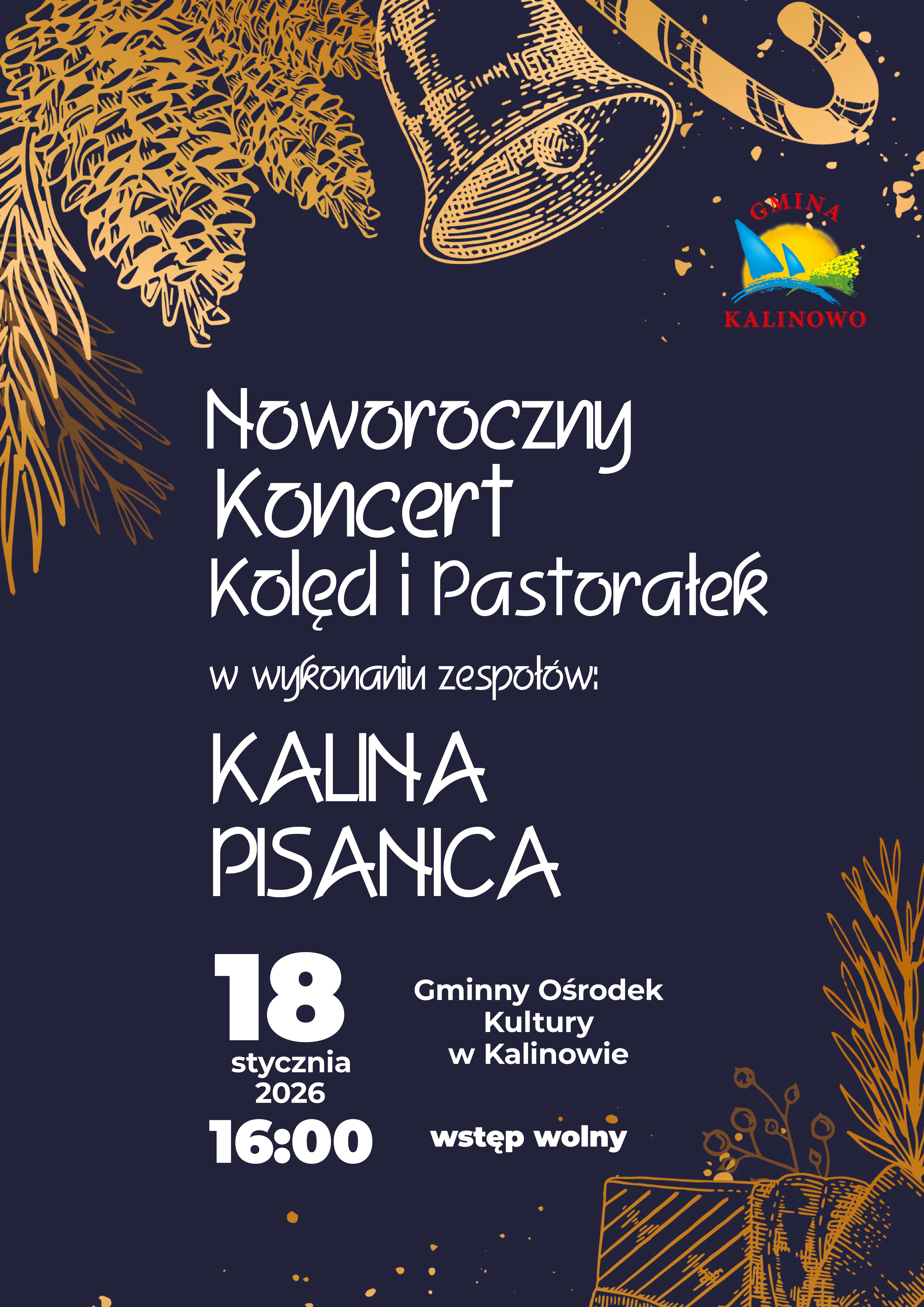 plakat noworoczny koncert kolęd i&nbsp;pastorałek