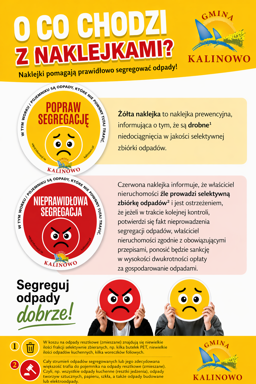 plakat dot. naklejek związanych z&nbsp;segregowaniem odpad&oacute;w