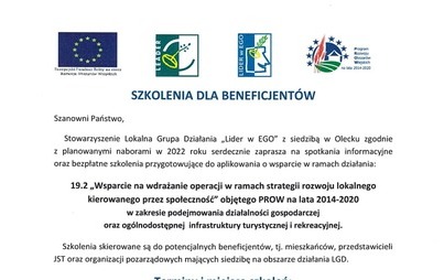 Zdjęcie do Szkolenia w zakresie podejmowania działalności gospodarczej oraz og&oacute;lnodostępnej  infrastruktury turystycznej i rekreacyjnej