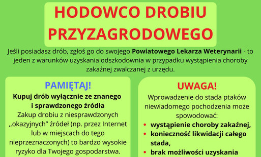 informacja do hodowców drobiu przyzagrodowego