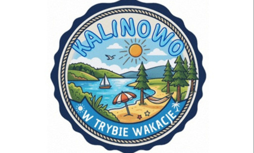 odznaka z napisem Kalinowo w trybie wakacje