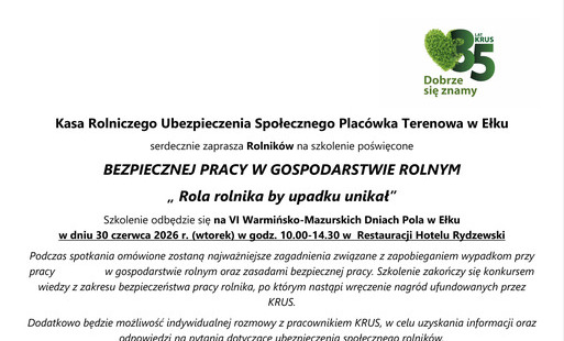 zaproszenie dla rolników na szkolenie Dni Pola