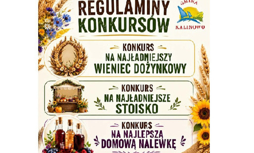 informacja o regulaminach konkursów na wieniec na nalewkę i na stoisko