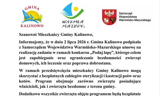 plakat dot. finansowania zadania Podaj łapę